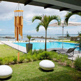 30" Classic Brown Bamboo Wind Chime – Handcrafted Wooden Zen Garden Decor